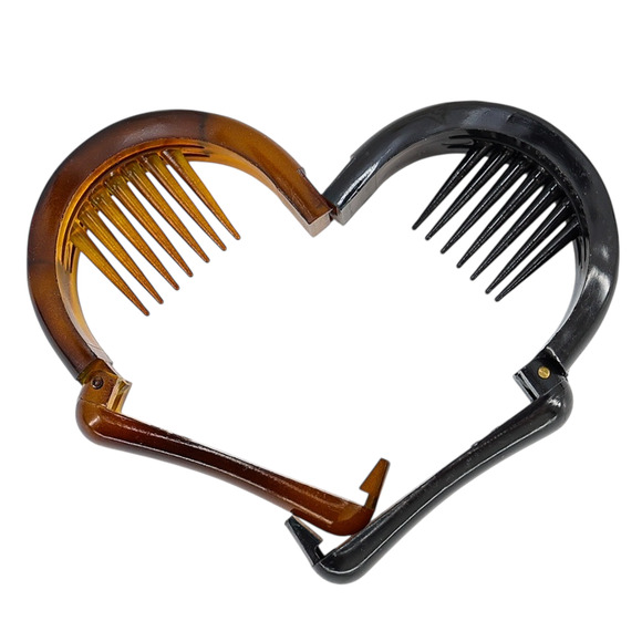 Vintage French Brevete SGDG Hinged Hair Clips - Pair Horsebit Shape - Picture 1 of 10